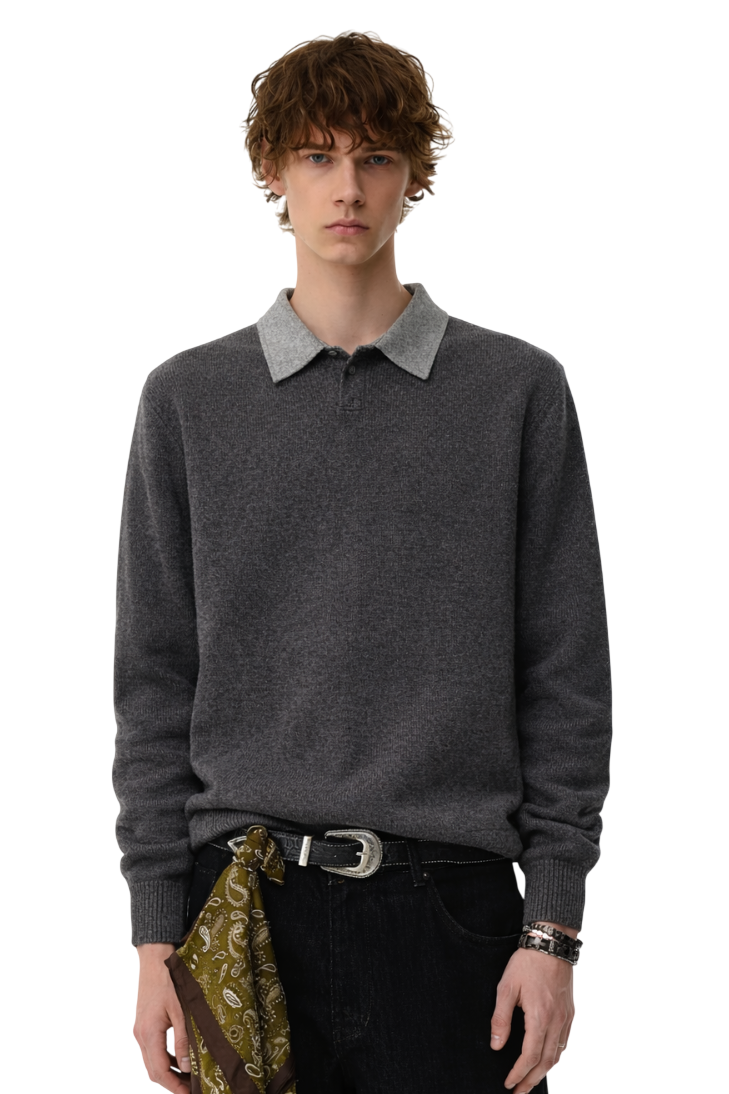 Men's Ribbed Hem Long Sleeve Sweater