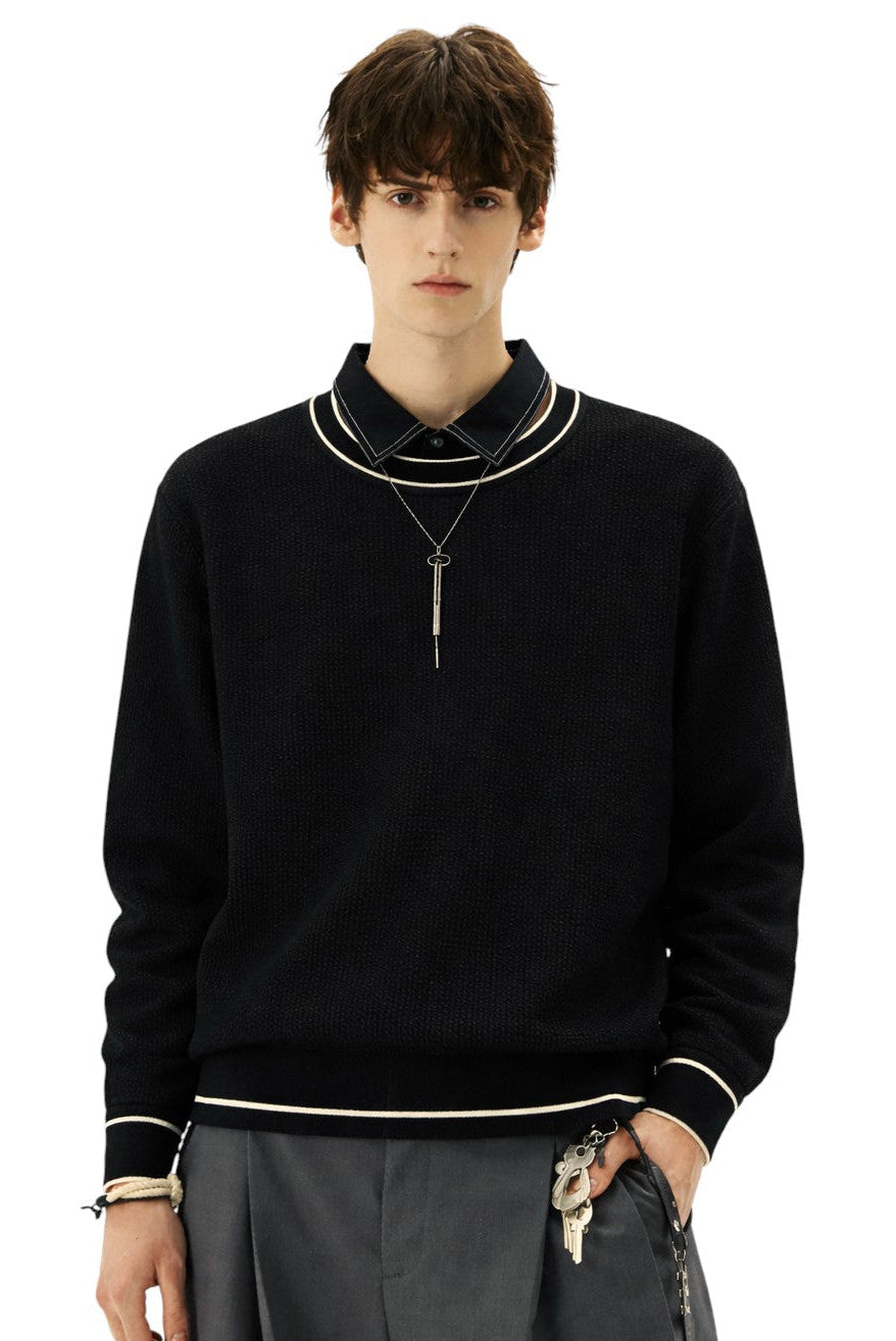 Men's Collared Neck Ribbed Sweater