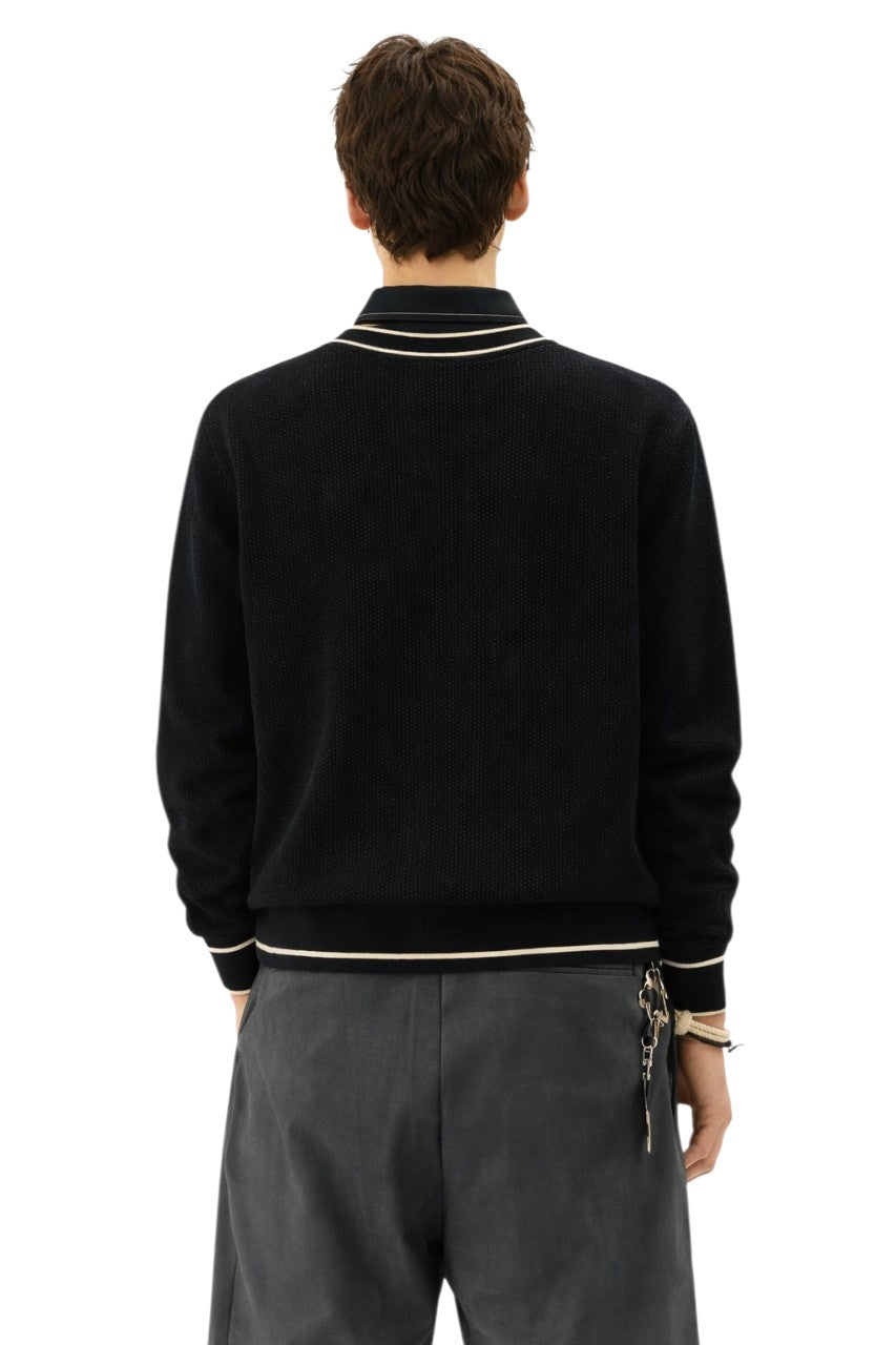 Men's Collared Neck Ribbed Sweater