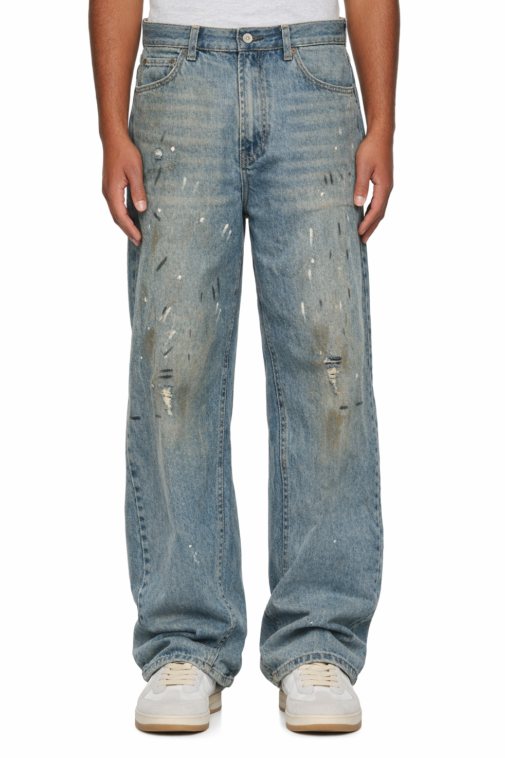 Men's Wide Leg Washed Jeans