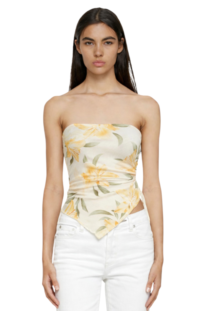 Drawstring Printed Tube Top