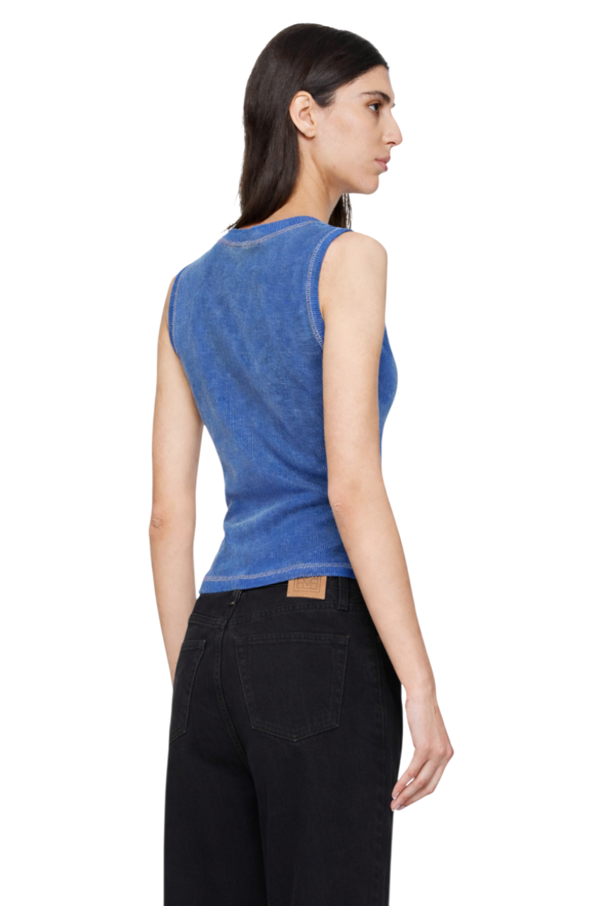 Ribbed Notched Tank Top