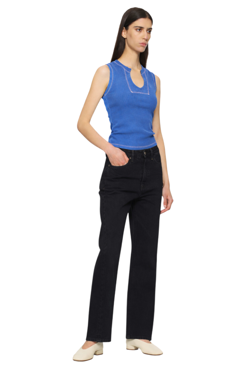 Ribbed Notched Tank Top