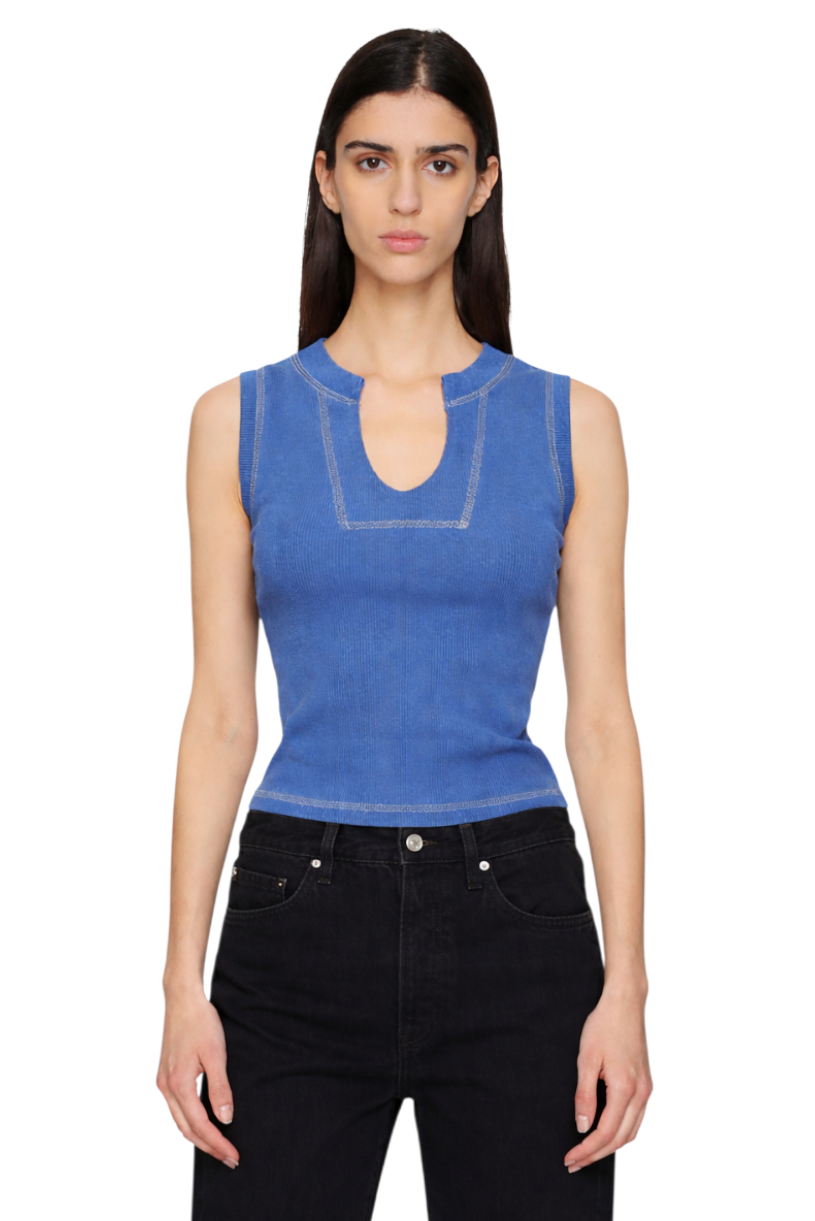 Ribbed Notched Tank Top