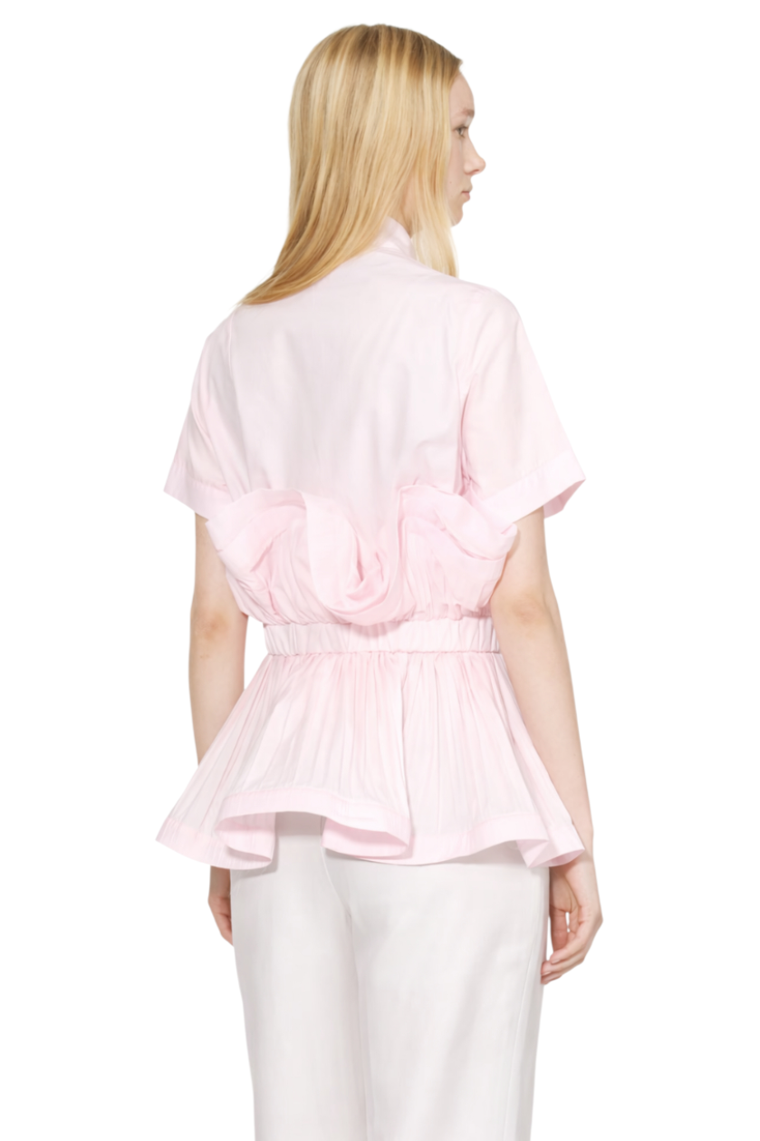 Ruffle Peplum Button-Down Shirt