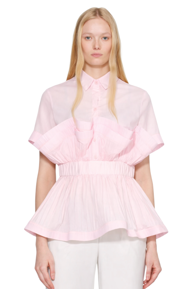Ruffle Peplum Button-Down Shirt
