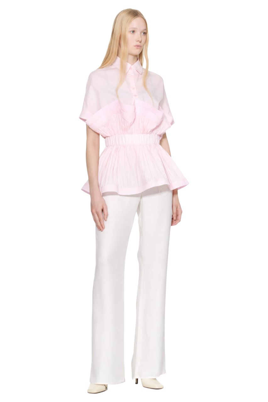 Ruffle Peplum Button-Down Shirt