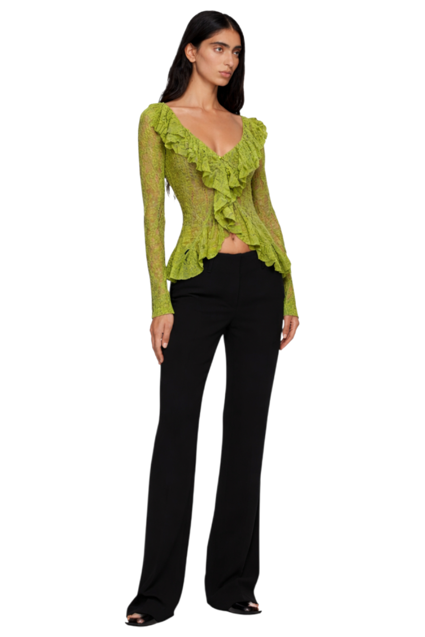 Lace Ruffle V-Neck Blouse