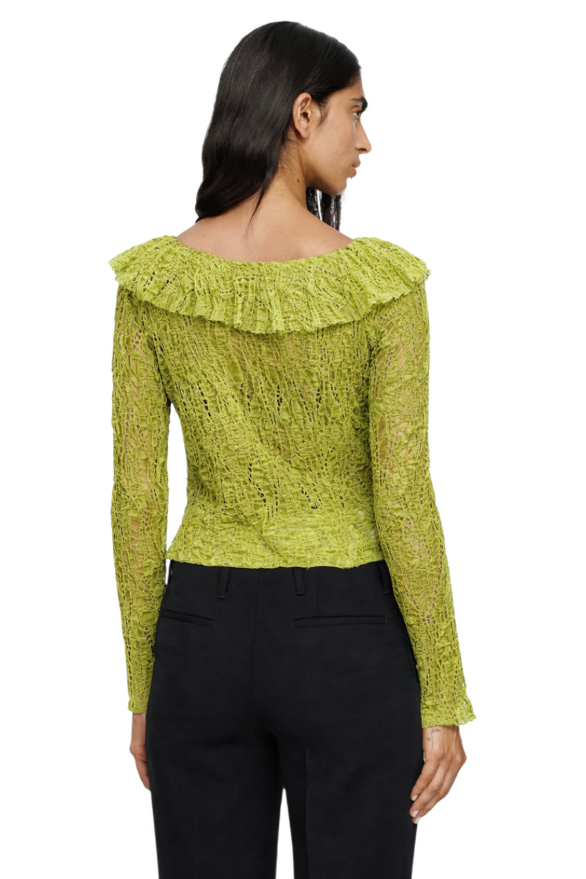 Lace Ruffle V-Neck Blouse