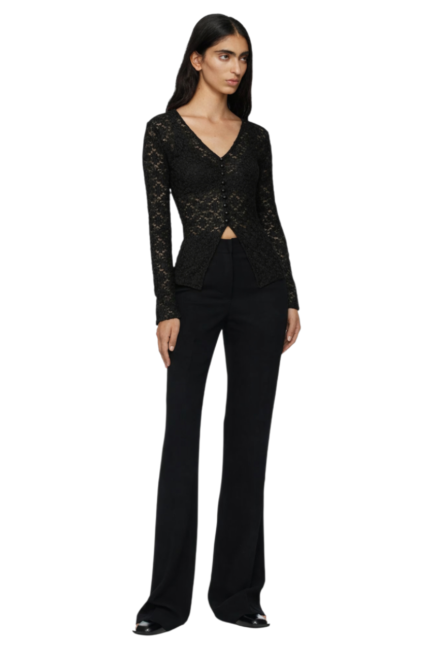 Lace V-Neck Flare Sleeve T-Shirt