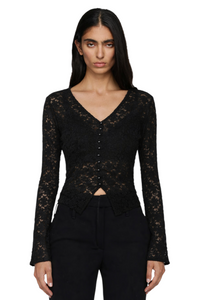 Lace V-Neck Flare Sleeve T-Shirt