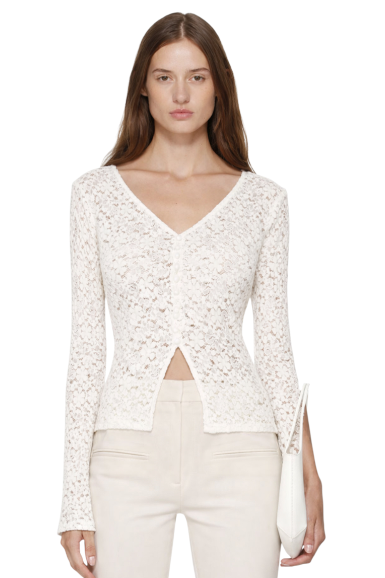 Lace V-Neck Flare Sleeve T-Shirt