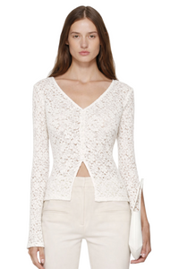 Lace V-Neck Flare Sleeve T-Shirt