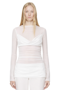 Ruched Mesh Long Sleeve Top