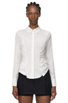 Ruched Button Down Long Sleeve Shirt