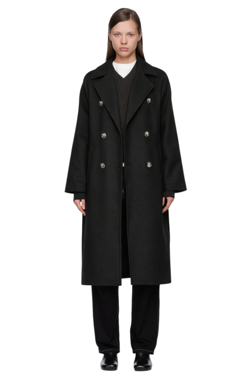 Double-Breasted Tie Waist Coat