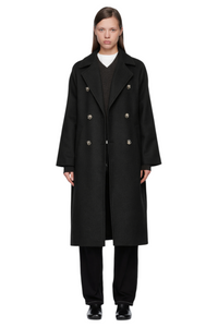 Double-Breasted Tie Waist Coat