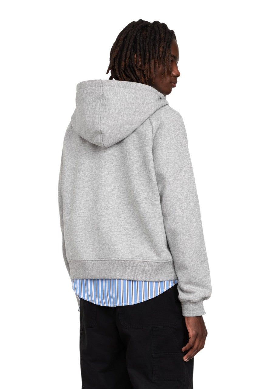 Men's Layered Striped Hem Zip-Up Hoodie