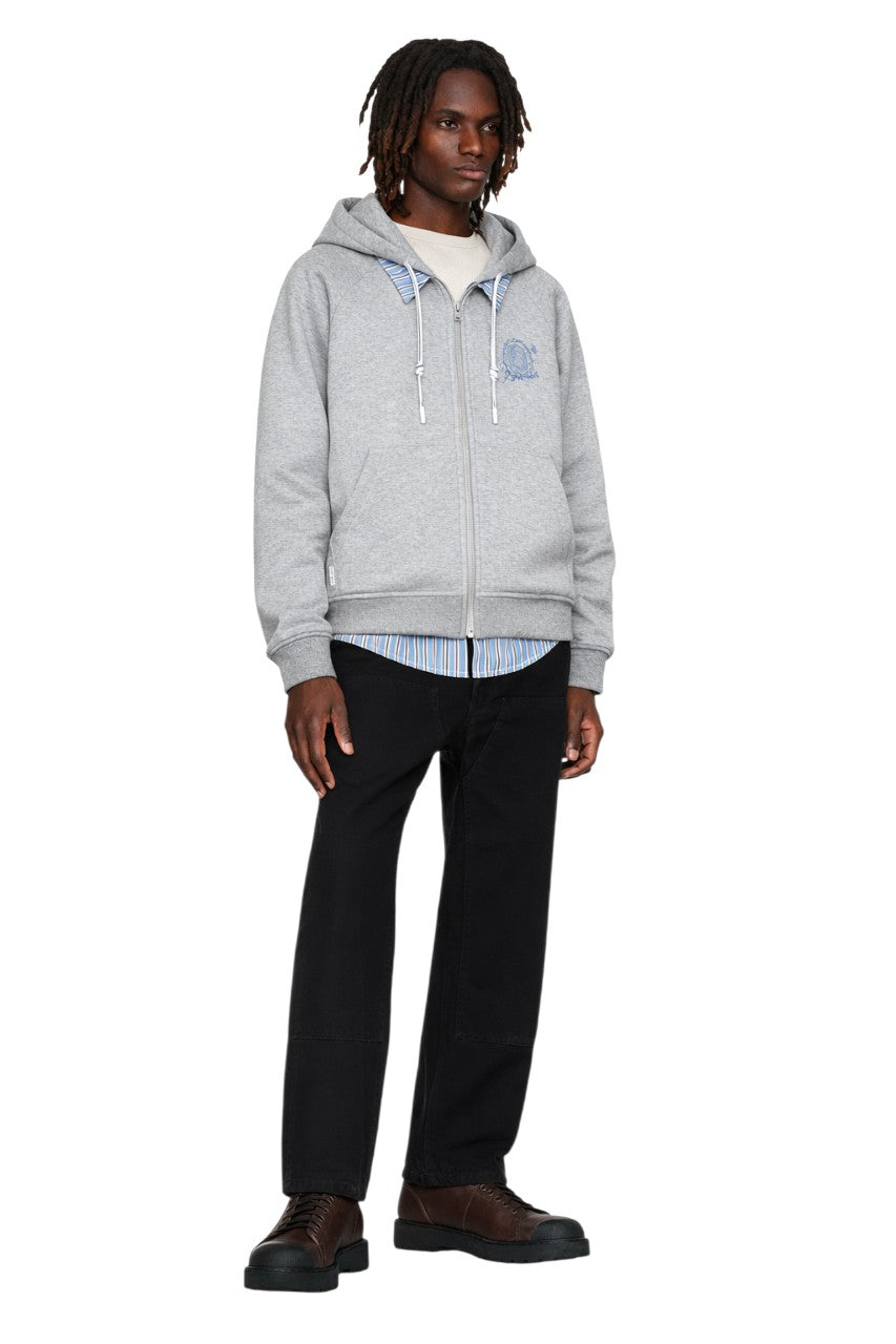 Men's Layered Striped Hem Zip-Up Hoodie