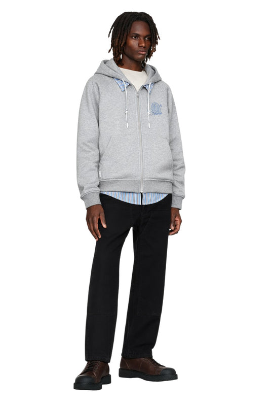 Men's Layered Striped Hem Zip-Up Hoodie