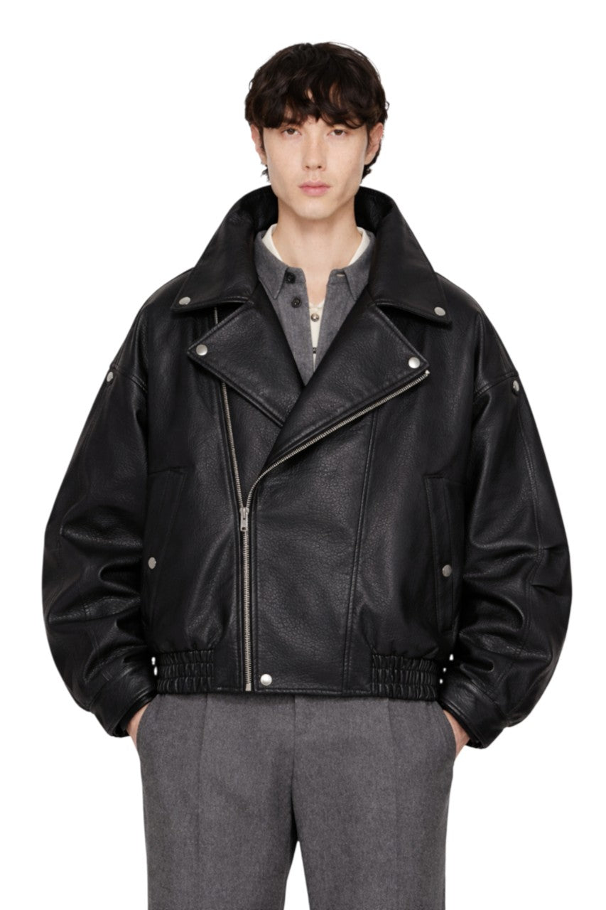 Men's Zip Up Leather Moto Jacket