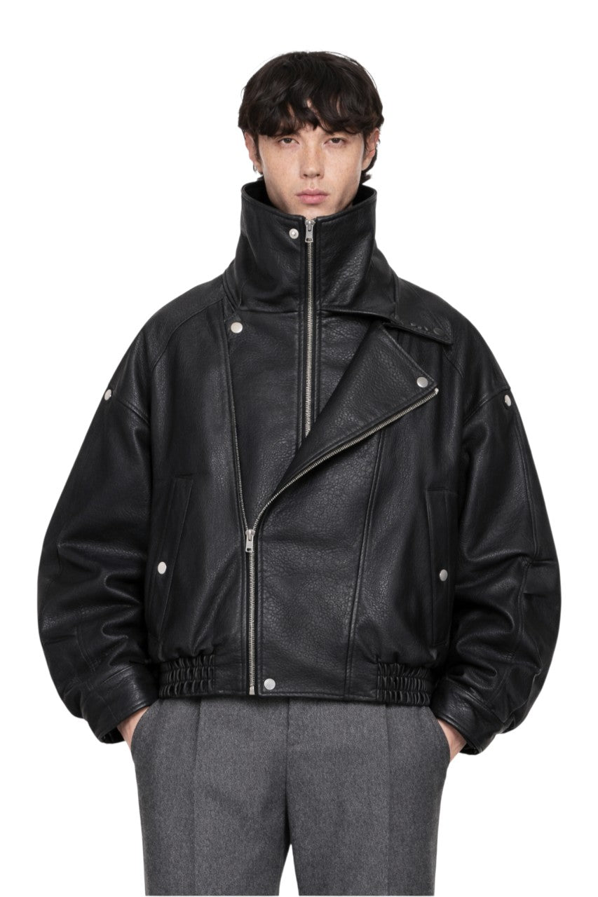 Men's Zip Up Leather Moto Jacket