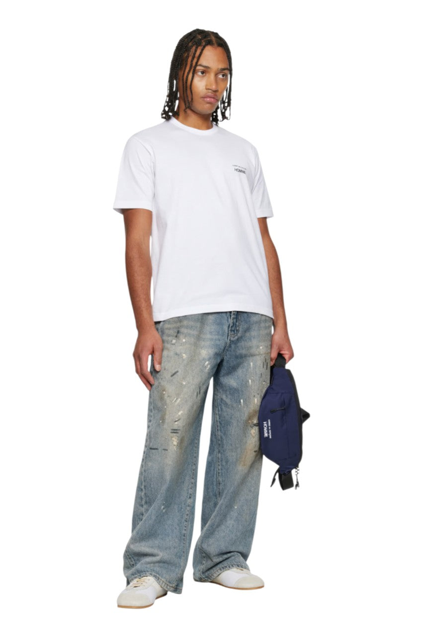 Men's Wide Leg Washed Jeans