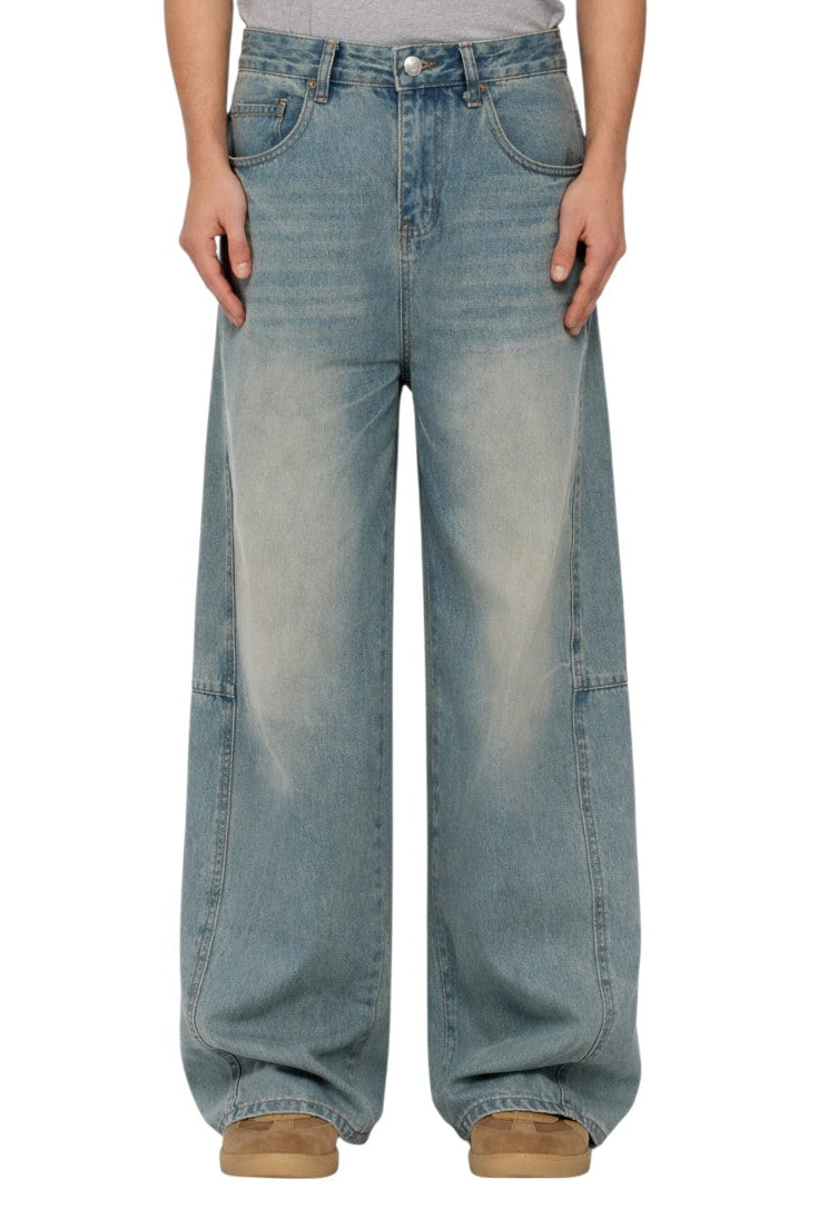 Men's Faded Wide Leg Jeans