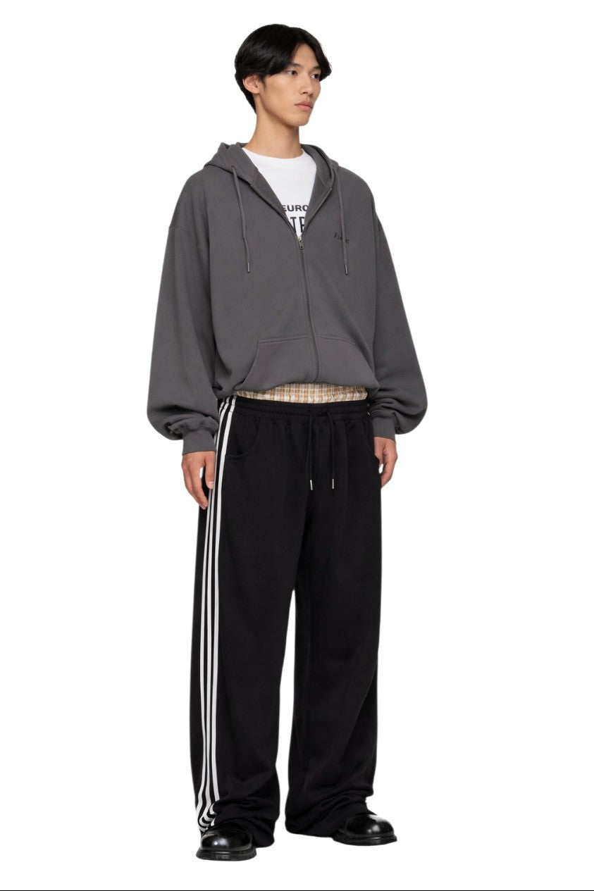 Men's Contrast Plaid Waistband Drawstring Wide Leg Pants
