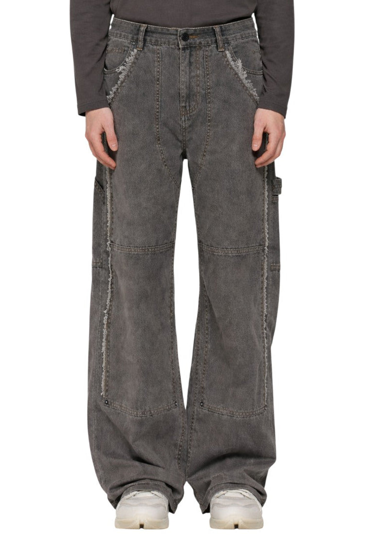 Men's Raw Hem Wide Leg Pants
