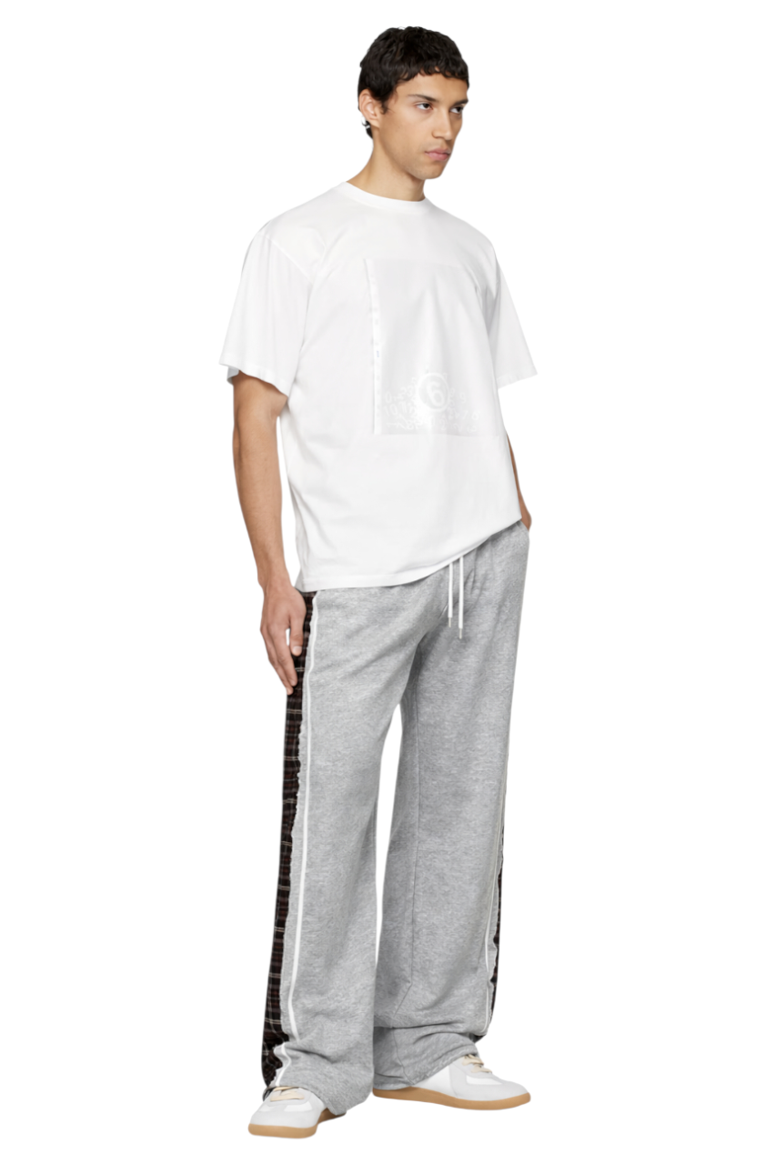 Men's Drawstring Patchwork Plaid Wide Leg Pants