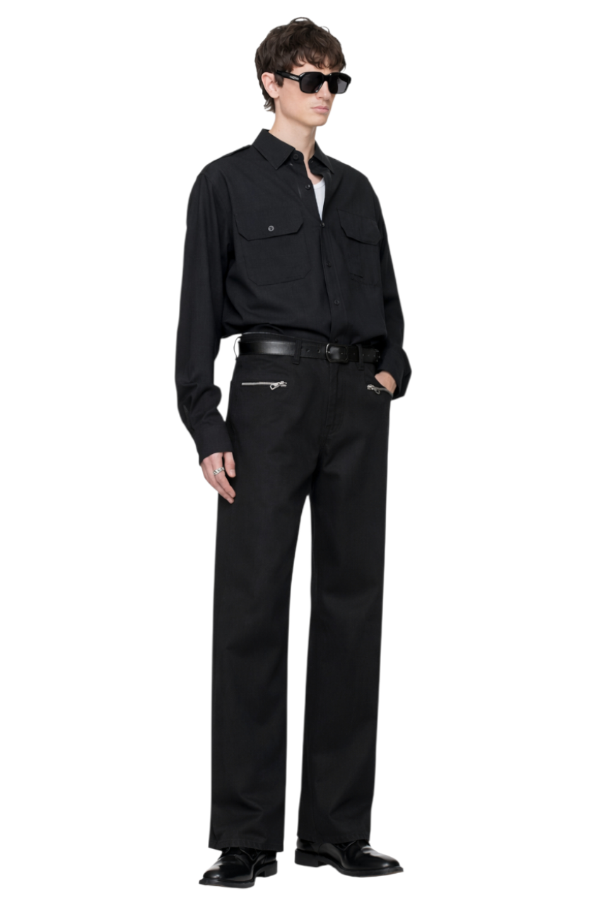 Men's Wide Leg Cargo Pants with Zipper Closure Pockets