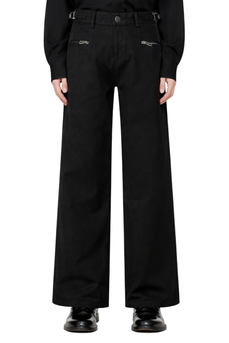 Men's Wide Leg Cargo Pants with Zipper Closure Pockets