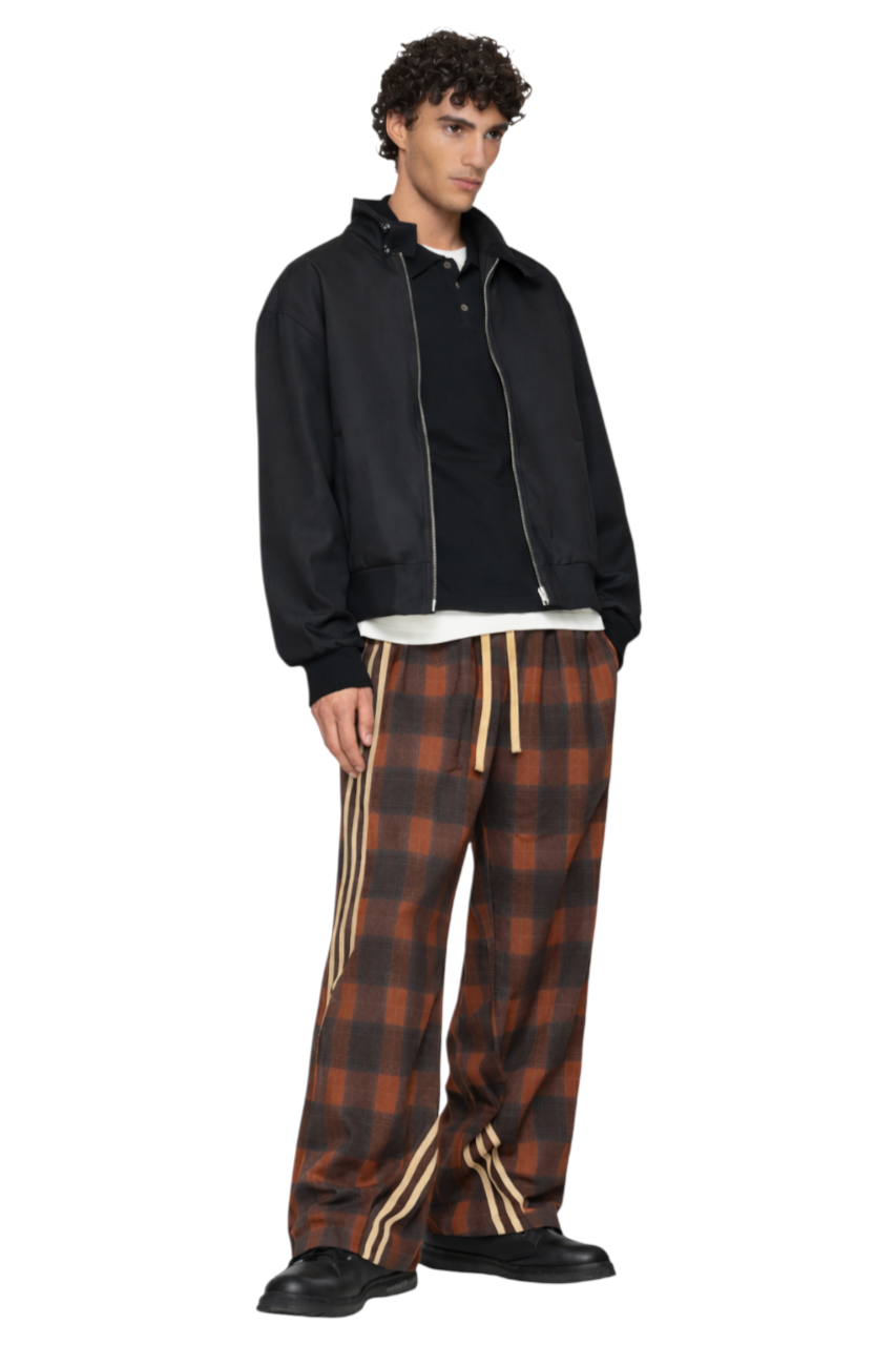 Men's Plaid Wide Leg Casual Pants