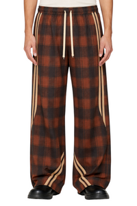 Men's Plaid Wide Leg Casual Pants