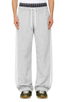 Men's Contrast Plaid Waistband Drawstring Wide Leg Pants