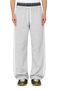 Men's Contrast Plaid Waistband Drawstring Wide Leg Pants
