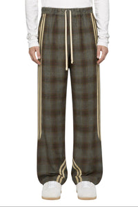 Men's Plaid Wide Leg Casual Pants