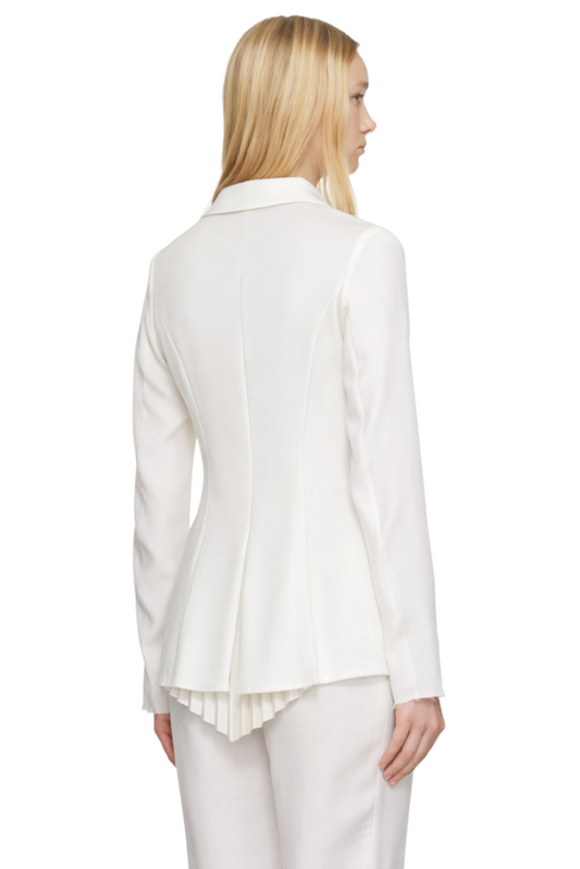 One Button Asymmetric Pleated Hem Blazer