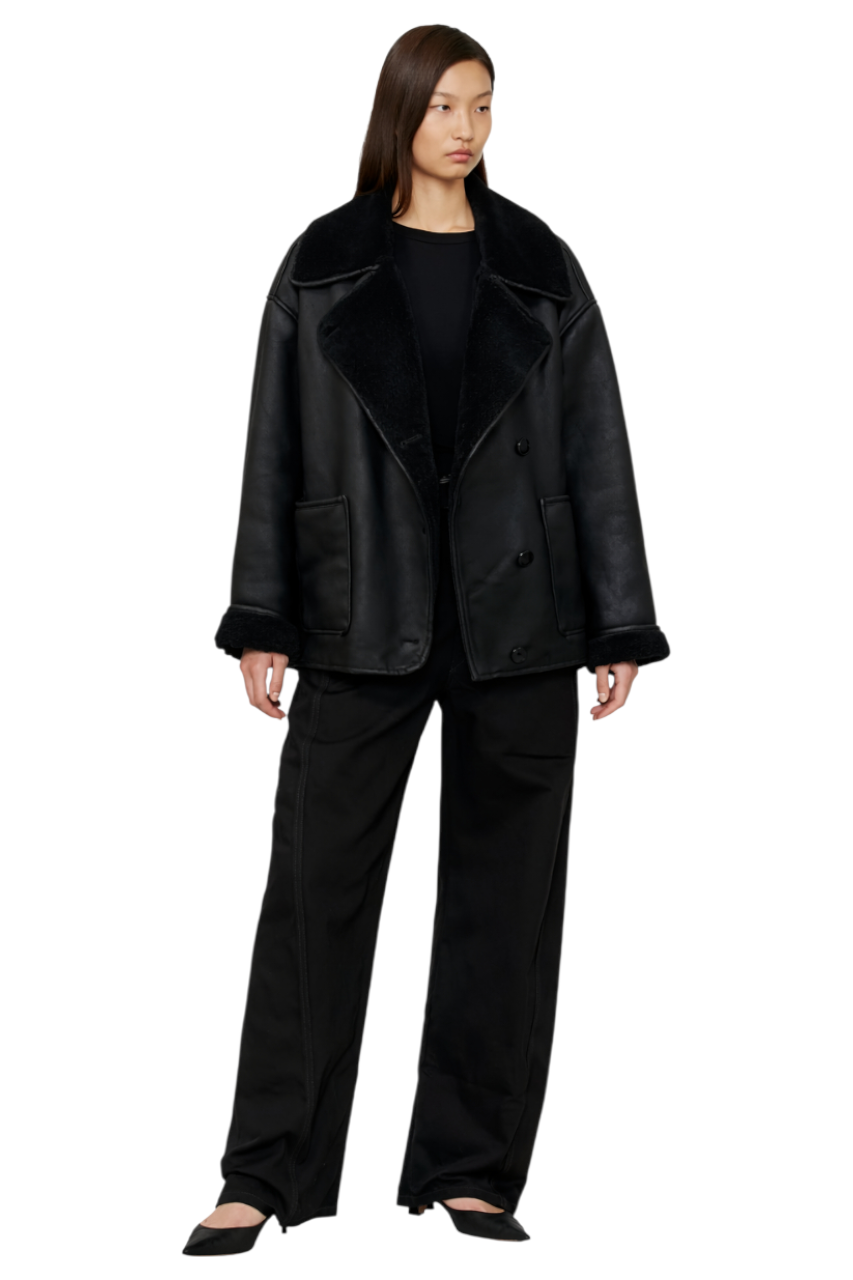 Collared Neck Long Sleeve Plush Jacket