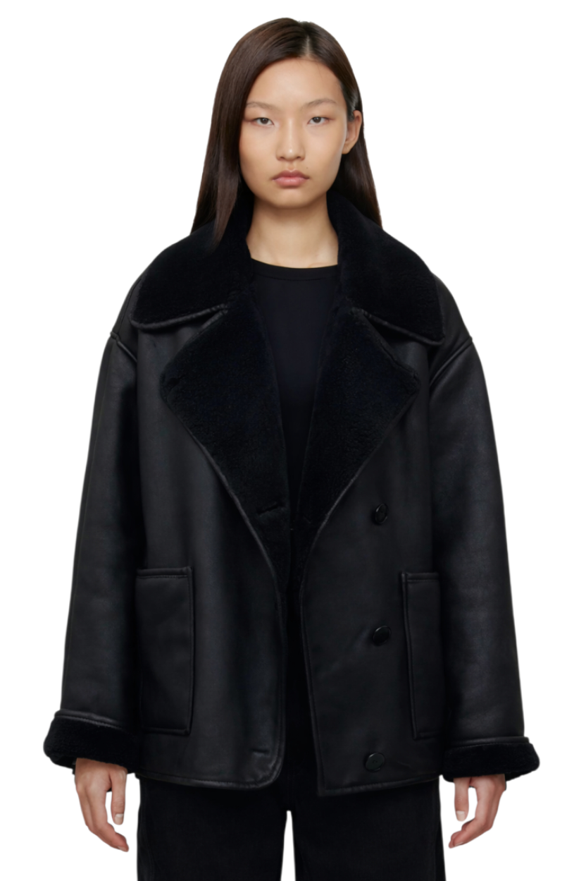 Collared Neck Long Sleeve Plush Jacket