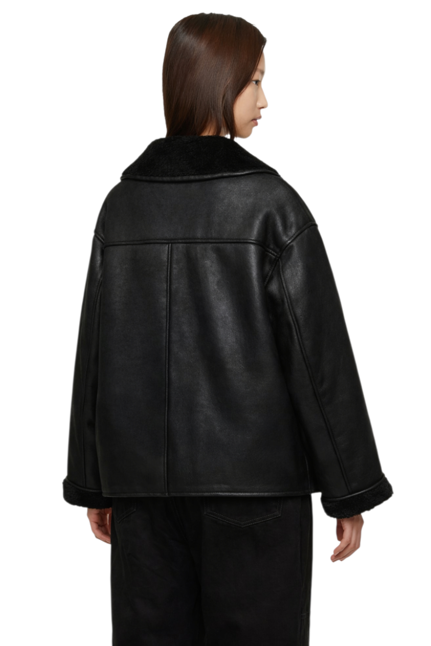 Collared Neck Long Sleeve Plush Jacket