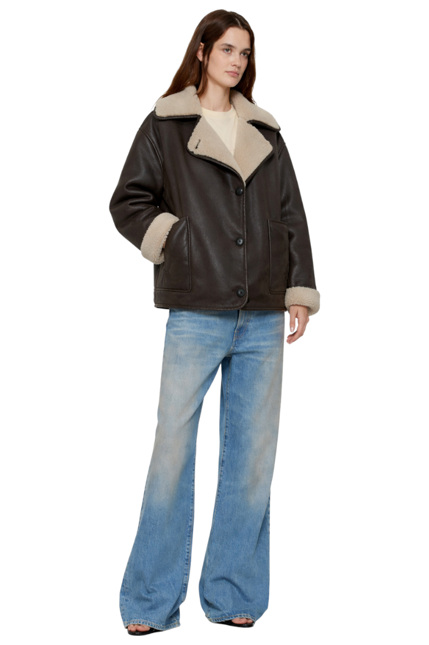 Collared Neck Long Sleeve Plush Jacket