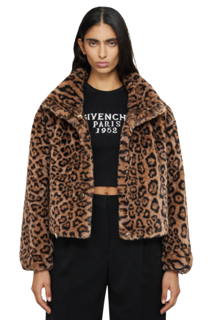 Leopard Faux Fur Cropped Jacket