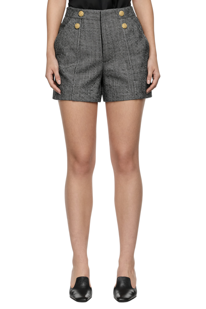 High-Waisted Tweed Shorts