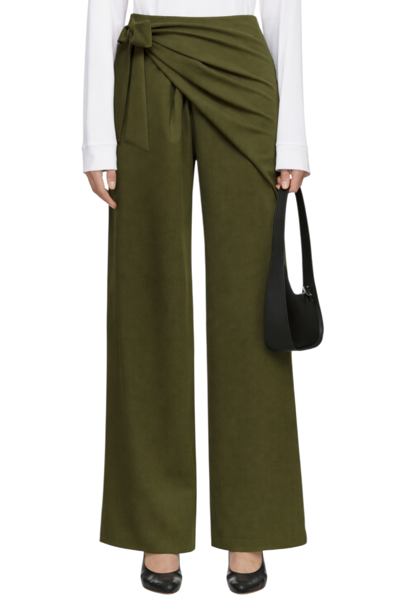 Wrap Waist Wide Leg Pants