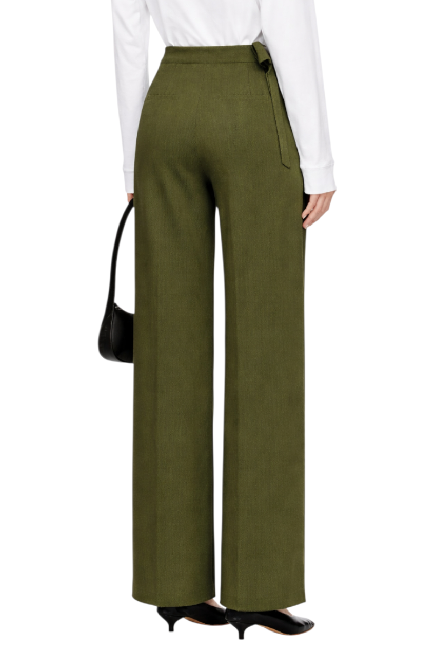 Wrap Waist Wide Leg Pants