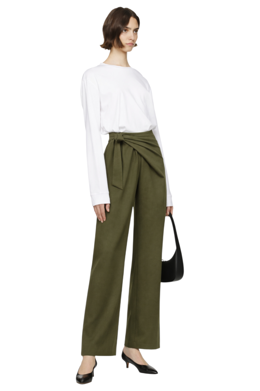 Wrap Waist Wide Leg Pants