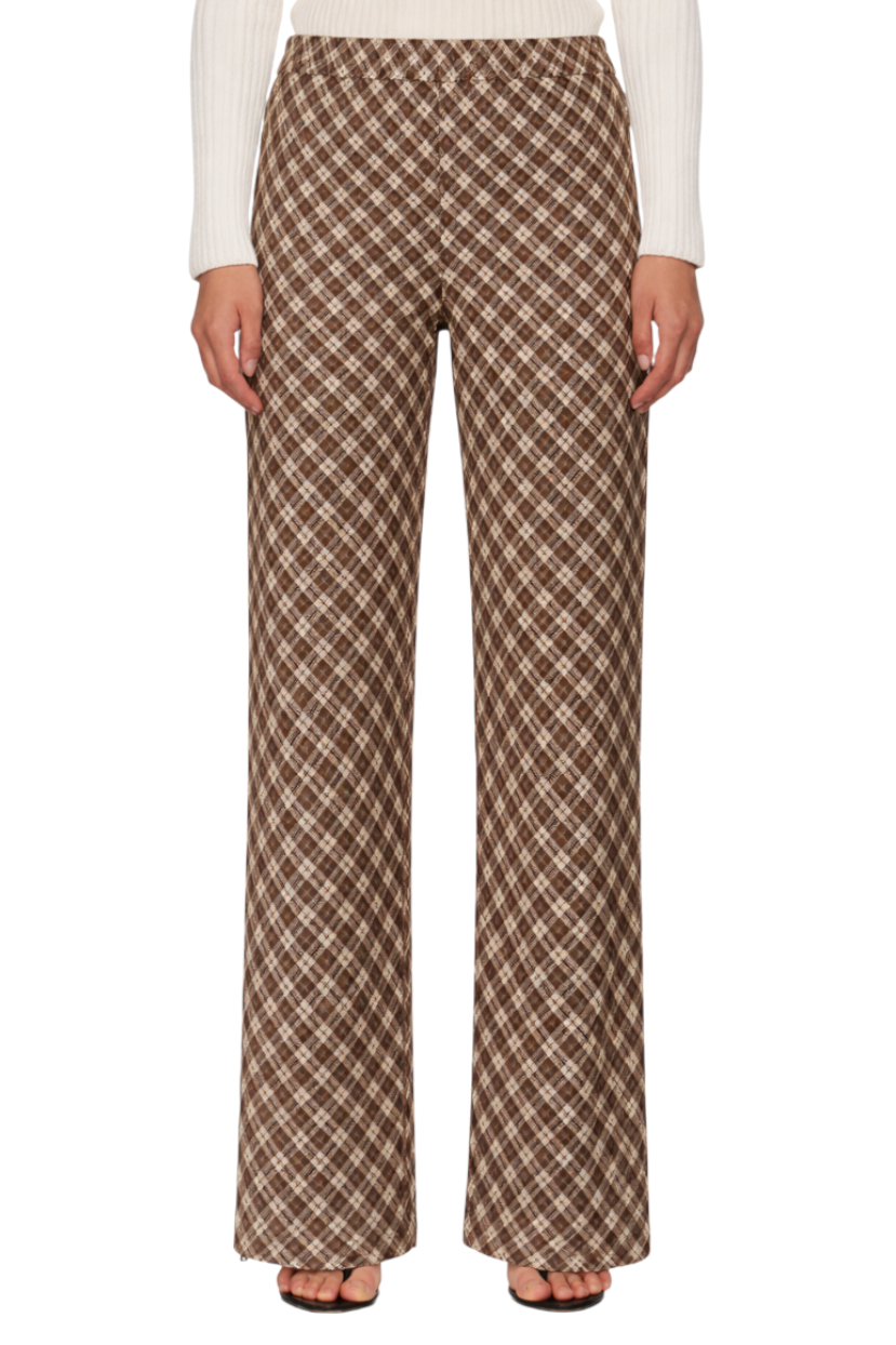 Plaid High-Waisted Wide Leg Pants