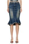 Raw Hem Mermaid Denim Skirt